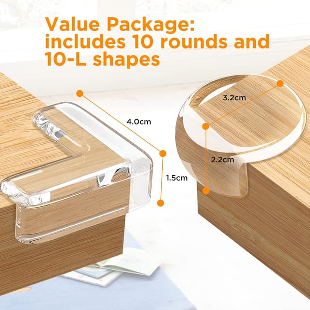 Thumbnail 6 de Romon lot de 20 protections d’angle et coins de table transparentes pour bébé (2 formes)