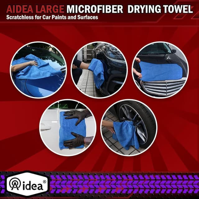 Thumbnail 6 de AIDEA Microfiber Towels for Cars (2-Pack), Large Scratch-Free Drying Towel for Cars, SUVs, RVs, Trucks & Boats, 24x31in, Blue