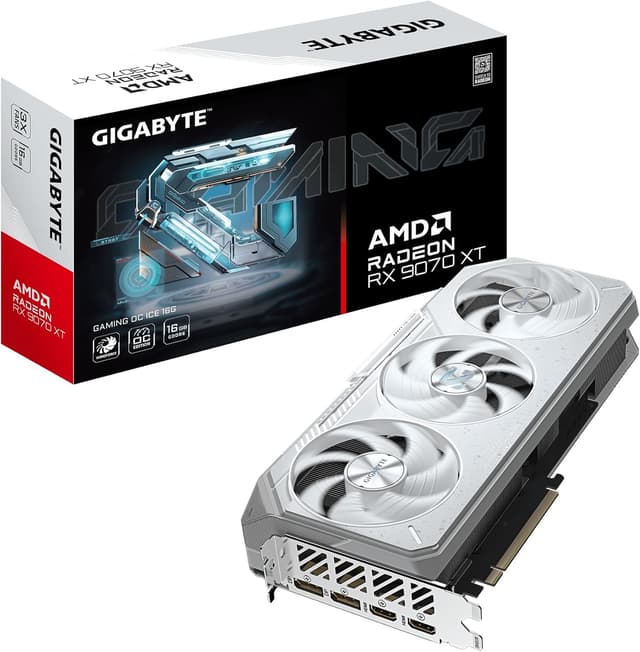 Detalle de Gigabyte Radeon RX 9070 XT Gaming OC Ice 16G (GV-R907XGAMINGOCICE-16GD) – 16GB GDDR6 Grafikkarte