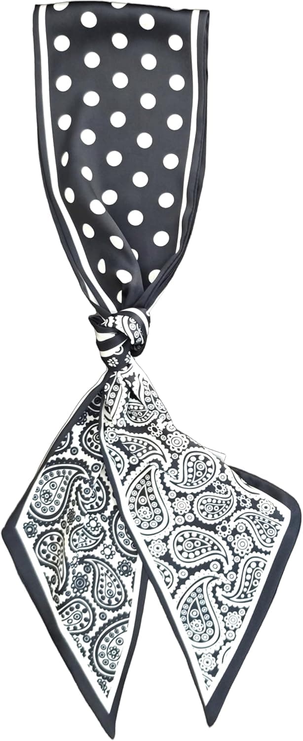 Detalle de GIMIRO Satin Seidenschal (Polyester) 148 x 13,5 cm als Schal oder Krawatte für Blazer, Mantel & Kleid