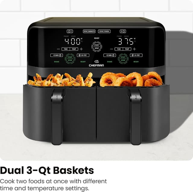 Thumbnail 4 de Chefman Dual Basket Air Fryer 6 Quart