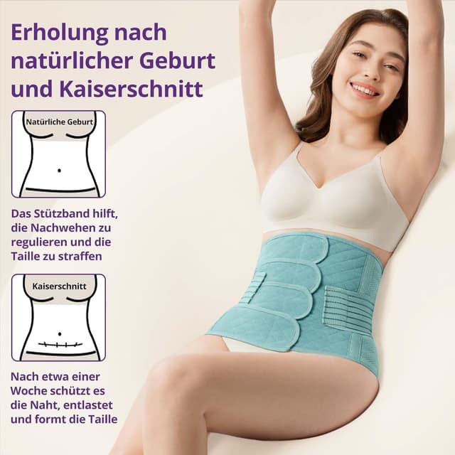 Detalle 2 de JOYNCLEON Bauchgurt Schwangerschaft grün mit Hüftband