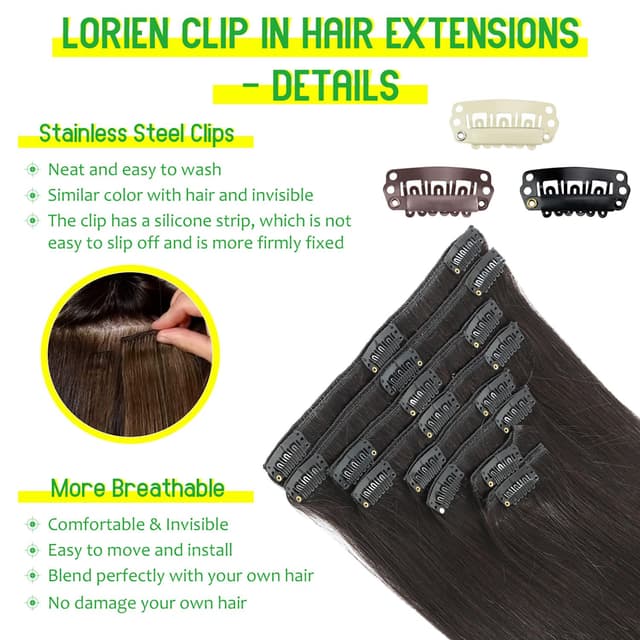 Detalle 2 de LORIEN Clip in Hair Extensions 18 Inch ๐โ
