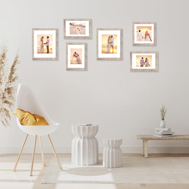 Detalle 2 de iRahmen 11x14 Picture Frame Set of 4 with Tempered Glass (Smoke Gray, Rustic Wood Look)