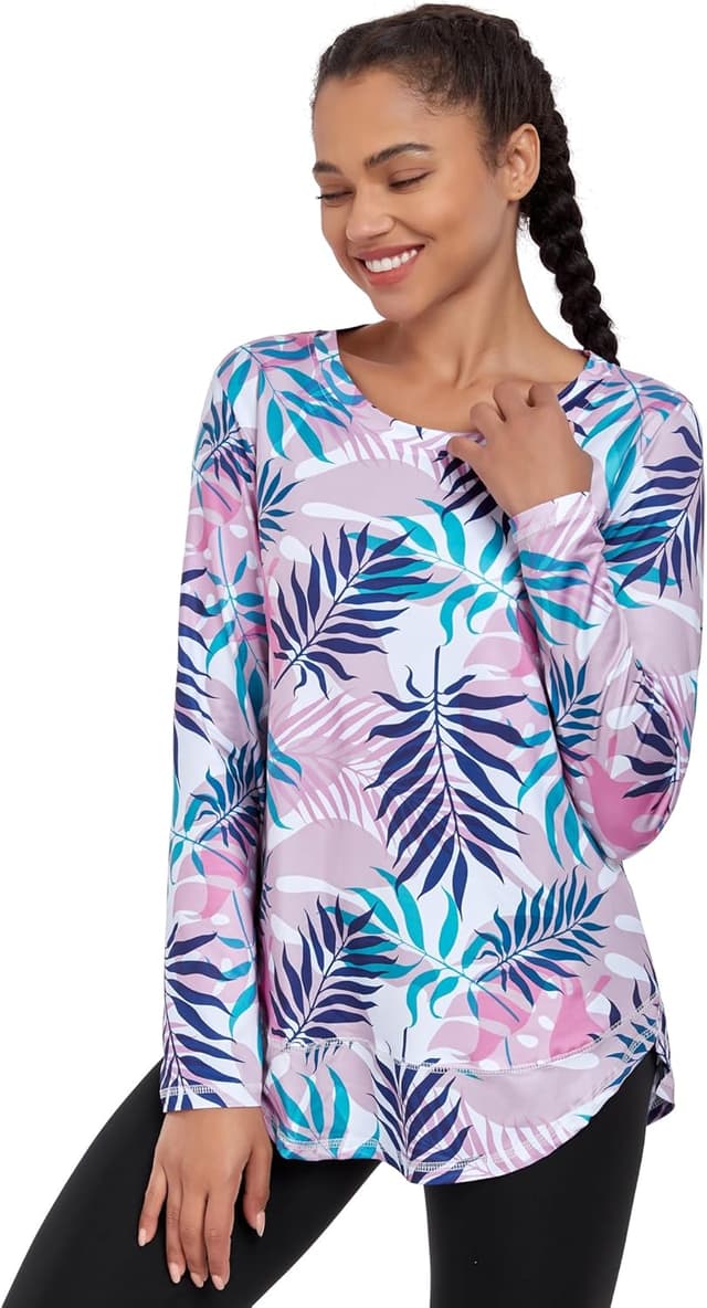 Detalle de Deaviya Damen Langarm-Sportshirt „Locker“ für Laufen & Training – Funktions-Longsleeve mit Rundhalsausschnitt