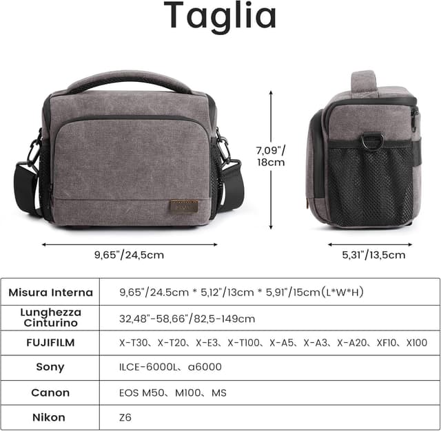 Detalle de S-ZONE DSLR/SLR borsa fotografica in tela impermeabile con tracolla e supporto per treppiede
