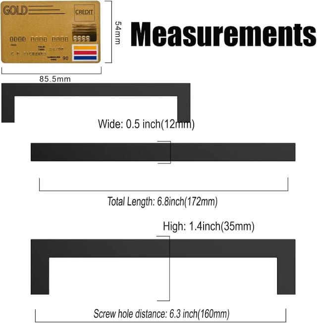 Thumbnail 5 de Amerdeco 10 Pack Matte Black Cabinet Pulls 160mm