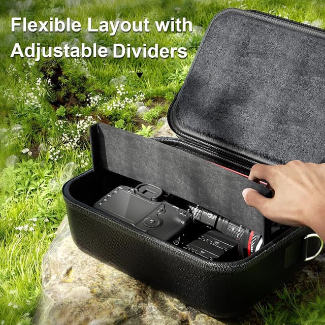 Detalle de ProCase Kameratasche für Canon EOS 2000D/250D, EOS R10/R7 & weitere DSLR/Spiegellose – Schwarz