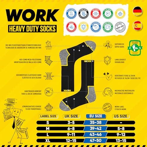 Detalle 1 de SOXCO WORK Socks: 10 pares de calcetines de trabajo para hombre (talla 47-50)