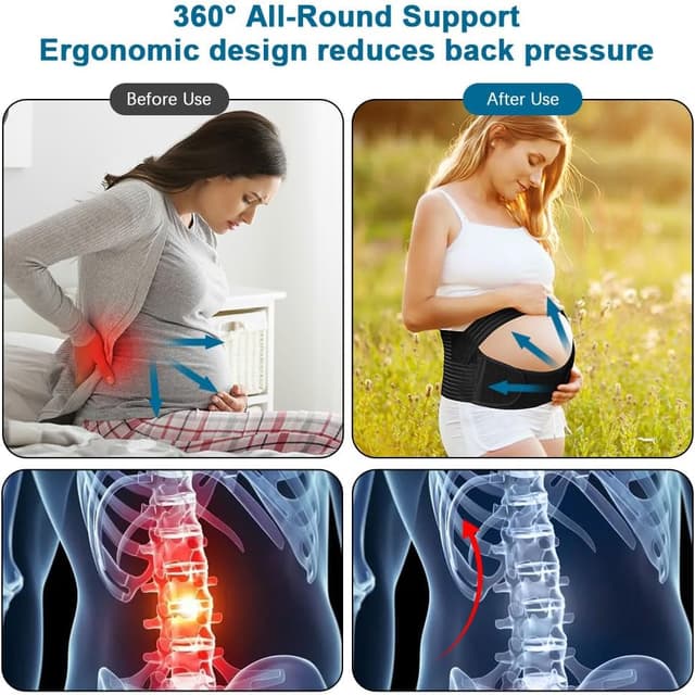 Detalle de AUYAO Pregnancy Belly Band Maternity Belt – Adjustable 2-in-1 elastic support for lower back, abdomen and pelvic relief