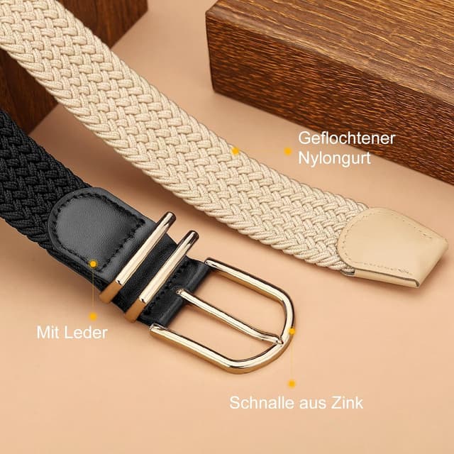 Detalle de WERFORU Flecht-Gürtel elastisch 2er Set