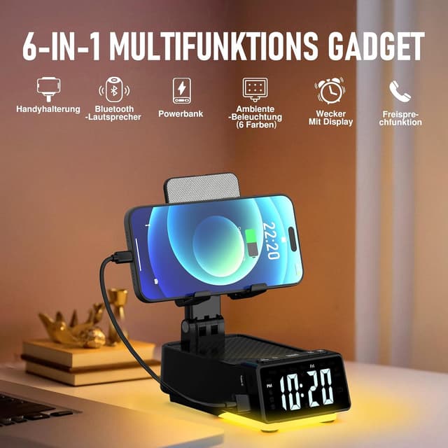 Detalle de ZOOI Vatertagsgeschenk für Papa: Bluetooth-Lautsprecher mit Handyständer für Smartphones bis 13 Zoll