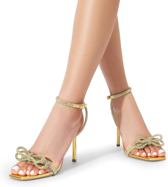 Thumbnail 6 de DREAM PAIRS Double Bowknots Clear Slingback Heels 👠