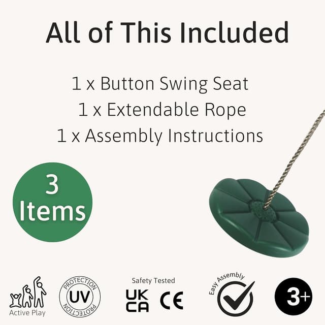 Detalle de Jaques of London Button Swing Set for Kids (Outdoor Garden Swing Seat)