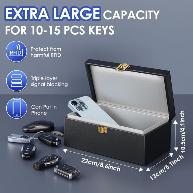 Detalle de lanpard Extra Large Faraday Box for Car Keys (8.6 x 5.1 x 4.1 inches) – keyless signal blocking key protector
