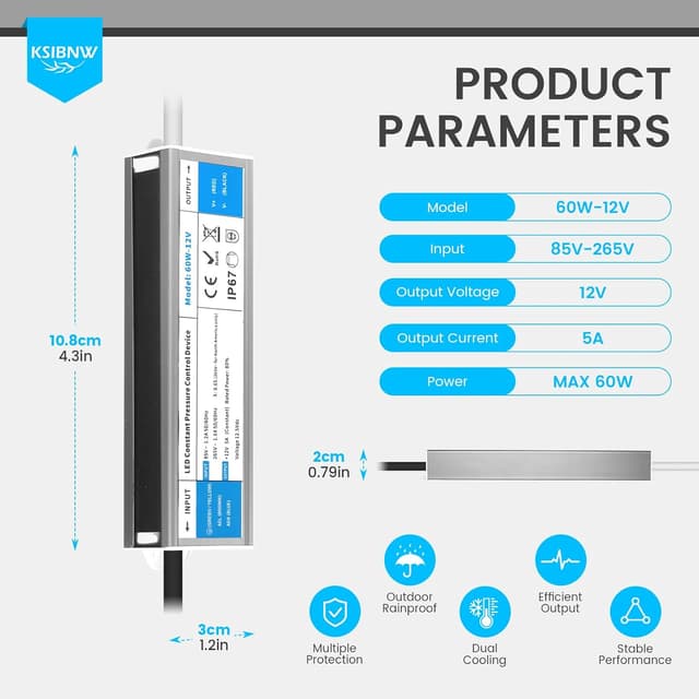 Thumbnail 5 de KSIBNW 12V 60W Trasformatore LED 12V