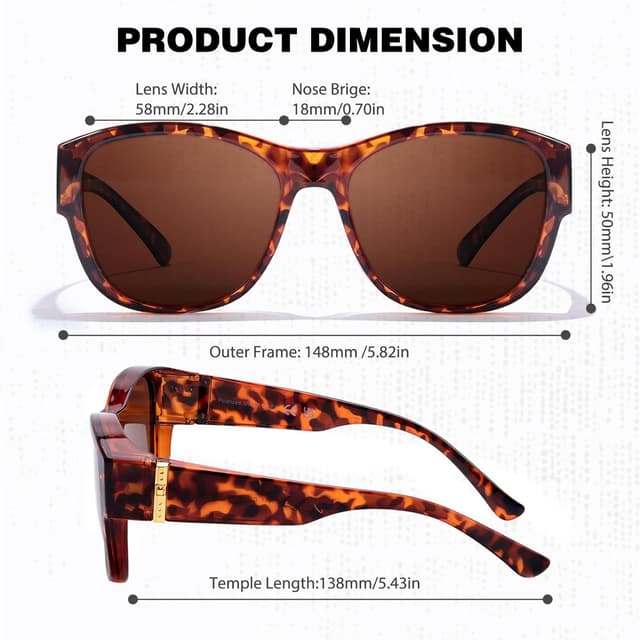 Detalle 2 de Myiaur Polarised Fit Over Sunglasses for Women (UV400, TR90 frame) for driving and daily wear