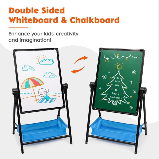 Detalle 2 de Arkyomi Tableau Enfant Double Face à Craie avec Chevalet Rotatif 360° pliable et hauteur réglable