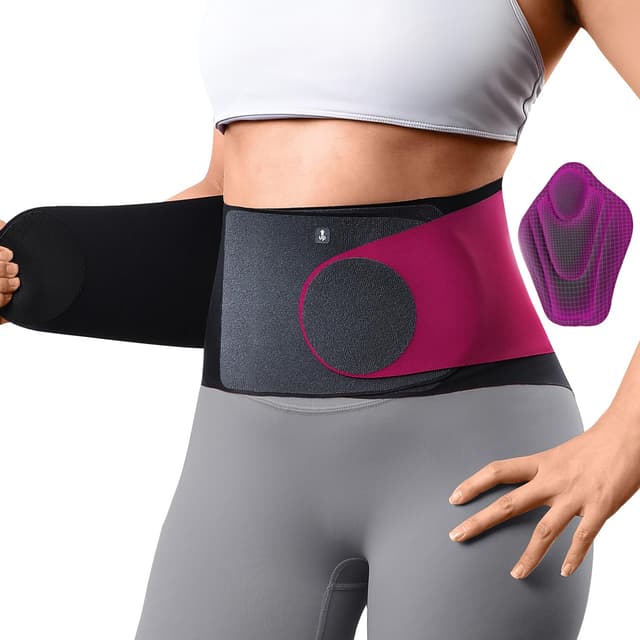 Detalle de Fitomo Back Support Belt – ultra-thin lumbar back brace for women with 3D pad, adjustable straps and slim-fit yoga fabric
