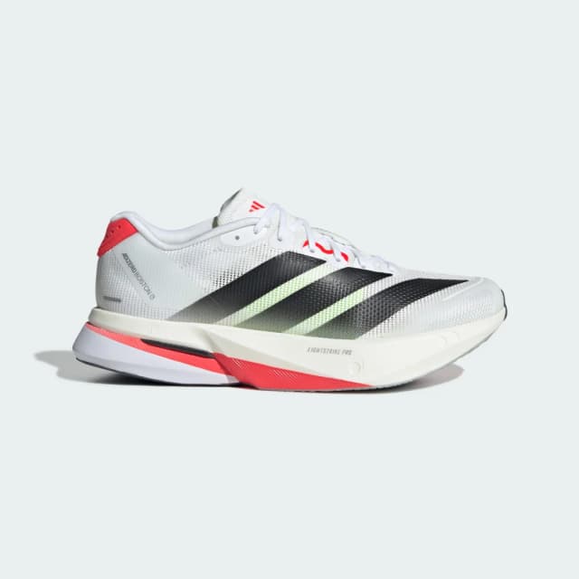 Detalle de adidas Adizero Boston 13 en blanco: zapatilla para correr con enfoque en ligereza