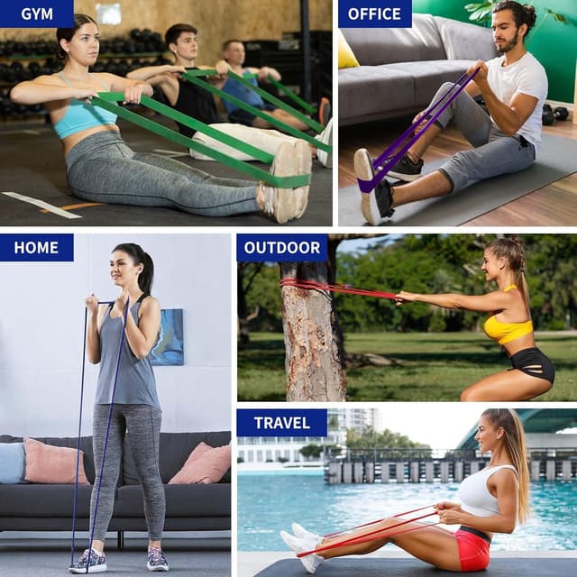 Thumbnail 6 de VALYPANOR Widerstandsbänder-Set mit 4 Stufen (Türanker & Aufbewahrungstasche) für Krafttraining, Stretching, Yoga & Pilates