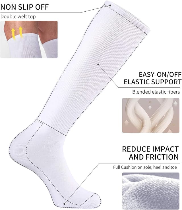 Detalle 2 de CS CELERSPORT 2/3 Pack Over-the-Calf Multi-Sport Socks for Youth & Adults