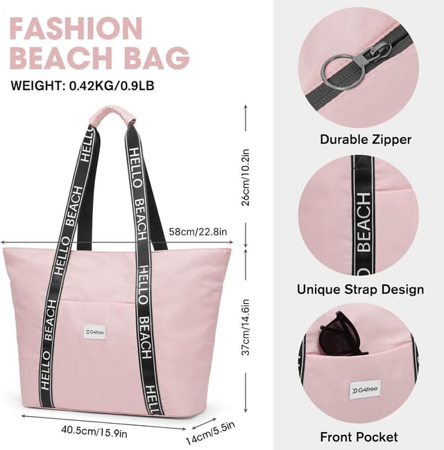 Detalle de G4Free Strand-Tragetasche wasserdicht & sanddicht mit Umhängegurt – große Sporttasche für Damen