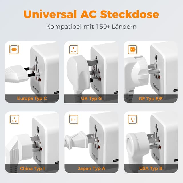 Thumbnail 5 de TESSAN Reiseadapter Weltweit USB C
