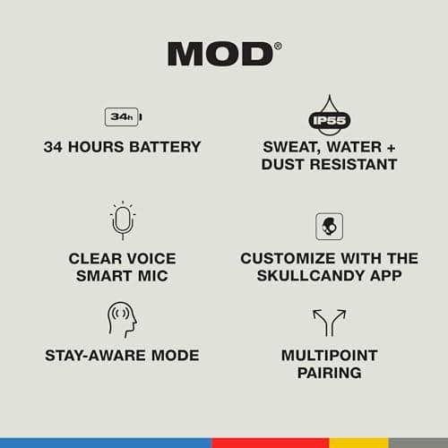 Detalle 2 de Skullcandy Mod Inalámbricos In-Ear 34h, Micrófono, Negro