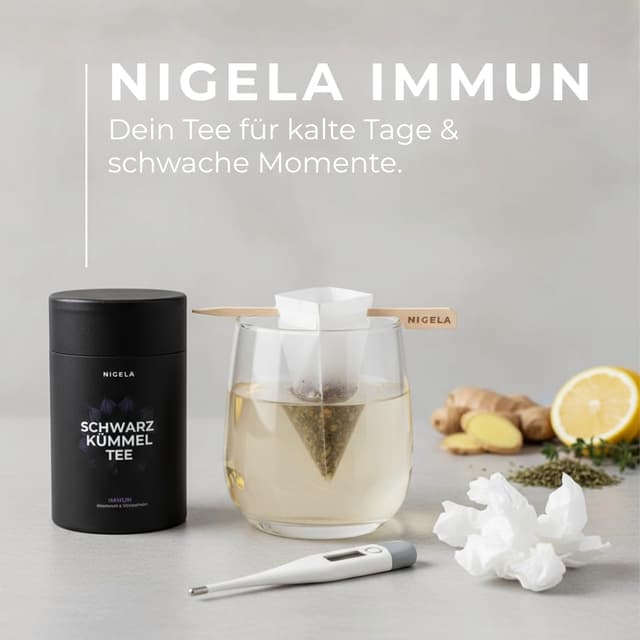 Detalle 2 de Nigela Schwarzkümmel Tee „Immun“ – loser Winter-Kräutertee mit Schwarzkümmel, Thymian & Nelken (100 g)