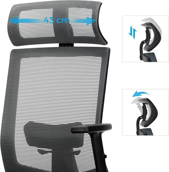 Detalle 1 de SONGMICS Silla de Oficina de Malla 🪑 Con soporte lumbar y ajustable