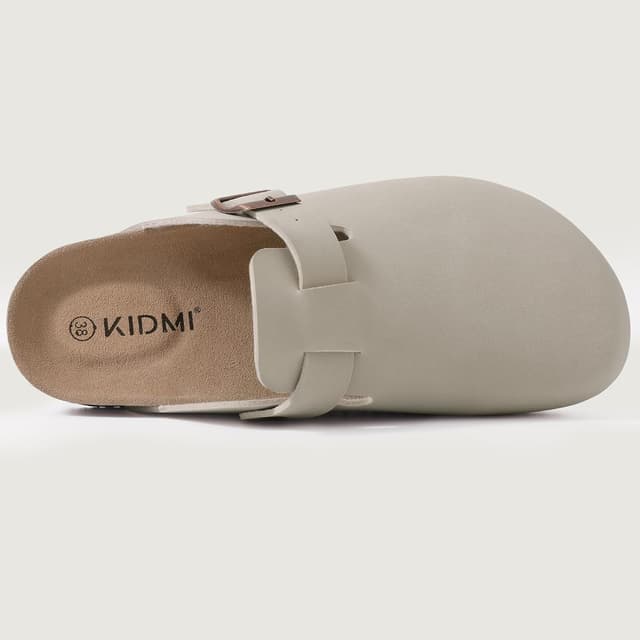 Detalle de KIDMI Unisex Vegan Suede Clogs with Cork Footbed, Waterproof Slip-On Mules