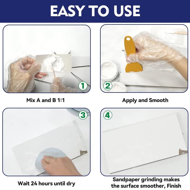 Detalle de Wansiven Kit di riparazione vasca da bagno e doccia in resina epossidica (bianco), 100 g