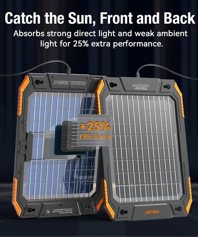 Detalle de BALDR Upgraded 13W Solar Battery Trickle Charger (MPPT) for 12V Cars, Boats, Marine, RVs