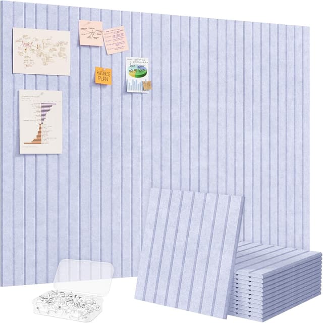 Detalle de Lifewit tableau en feutre adhésif décoratif violet pervenche, lot de 12 panneaux 120 x 90 cm (avec punaises)