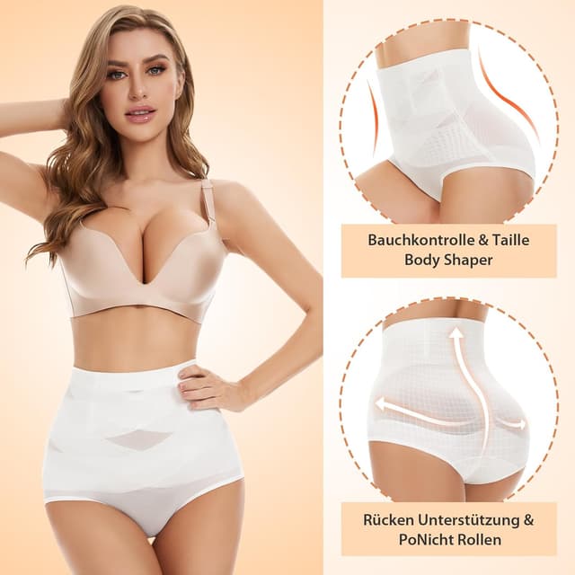 Detalle de SIMIYA Damen Shapewear Unterhose „Bauchweg“ mit hoher Taille und gekreuzten elastischen Bändern