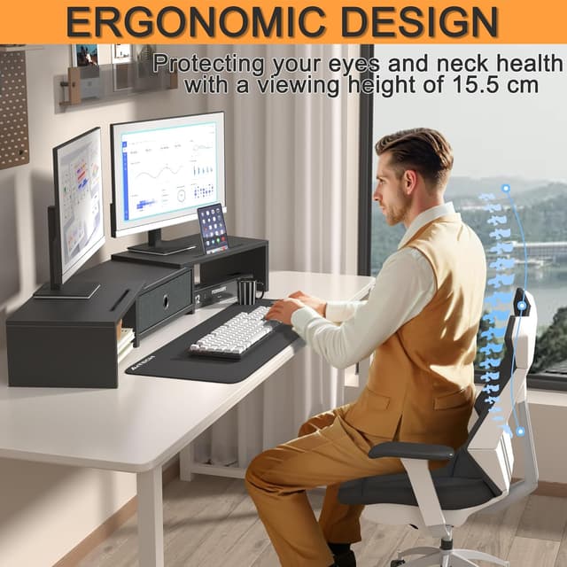 Detalle de OYRREU Monitorerhöhung 15,5 cm für 2 Monitore