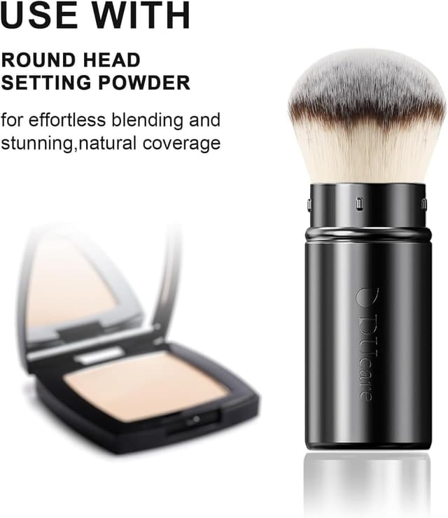 Detalle de DUcare Foundationspinsel: teleskopierbarer Kabuki-Make-up-Pinsel mit Deckel für Foundation & Puder