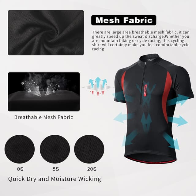 Detalle de MEETWEE Magliette Ciclismo Uomo: maglia MTB traspirante con pannelli in rete e inserti riflettenti