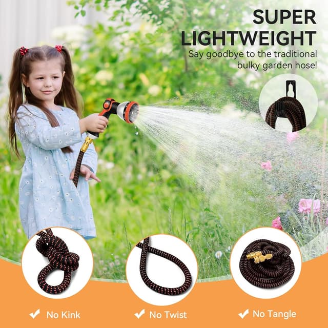 Detalle 2 de Yofidra Expandable Garden Hose Pipe 75FT with 10-Function Spray Nozzle and 3-Layer Latex