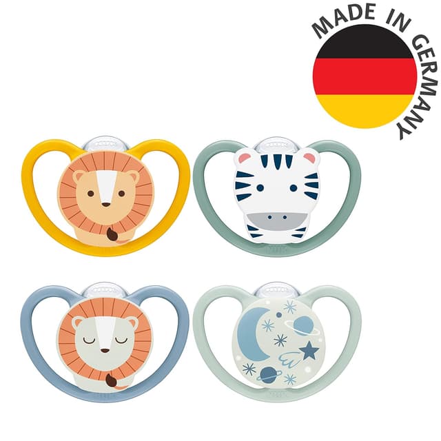Thumbnail 6 de NUK Space Day & Night Babyschnuller (18–36 Monate), leuchtend im Dunkeln, 4er-Set – Zebra & Löwe