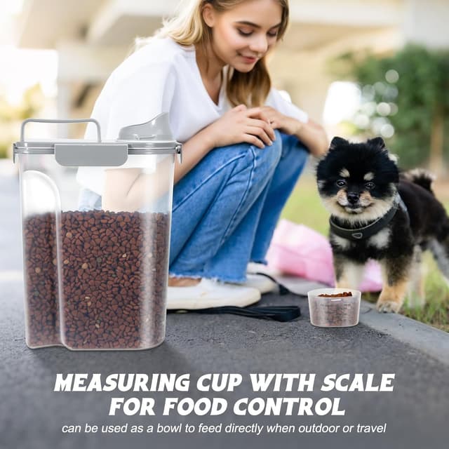 Detalle de TBMax 2-Pack 5L Dog Food Storage Containers with Airtight Lid and Measuring Cups