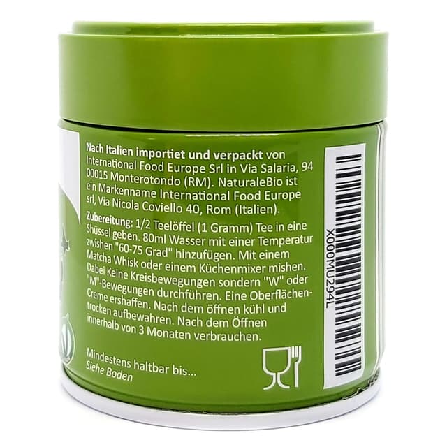 Detalle de NaturaleBio Matcha-Tee-Pulver Ceremonial Grade Original aus Japan (Uji, Kyoto) – Bio Grüntee für Tee, Küche & Latte, 30 g