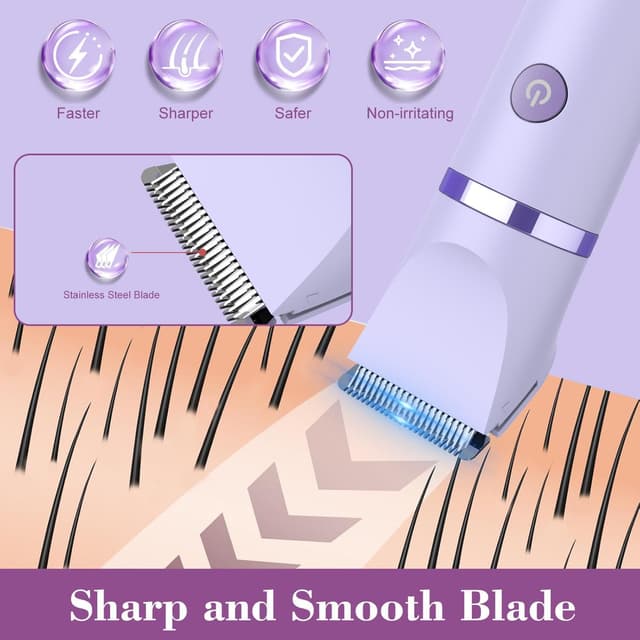 Detalle 2 de 3-in-1 IPX7 Waterproof Electric Razor Bikini Trimmer with Replaceable Heads (Face, Body & Detail)