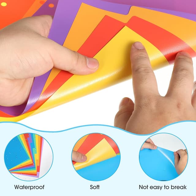 Detalle de A4 File Dividers 6 Pack (12-Part) Coloured Plastic Index Dividers with Sticky Notes for Ring Binders and Lever Arch Files
