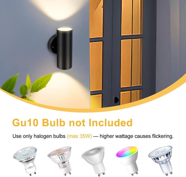 Thumbnail 6 de Kerry Outdoor Wall Lights up & down mains powered, black stainless steel IP44 (2 pack)