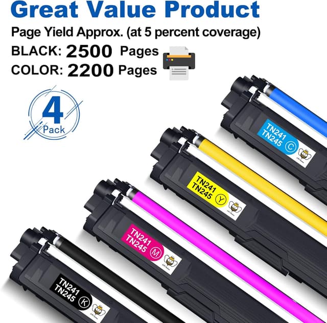 Detalle de CMYBabee TN241 toner compatibile per Brother TN-241/TN-245/TN-242/TN-246 (4 confezioni) per MFC e DCP