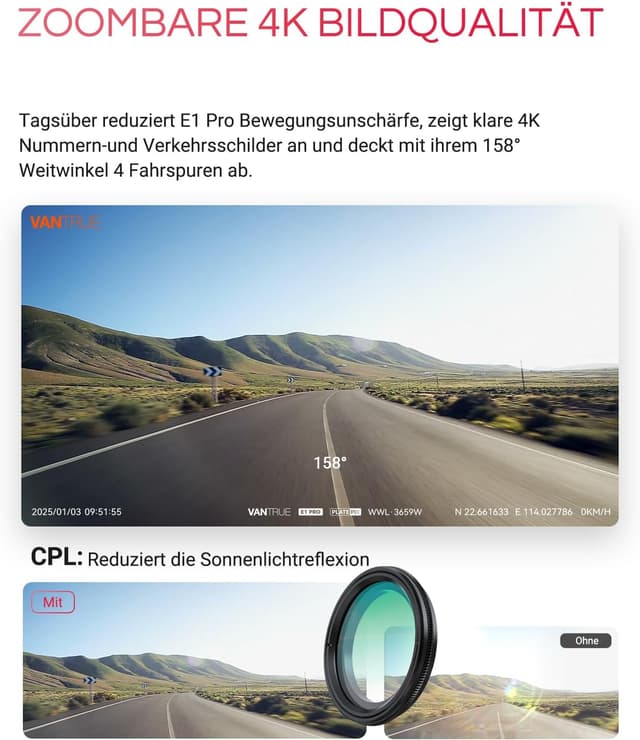 Thumbnail 3 de VANTRUE E1 Pro 4K Dashcam