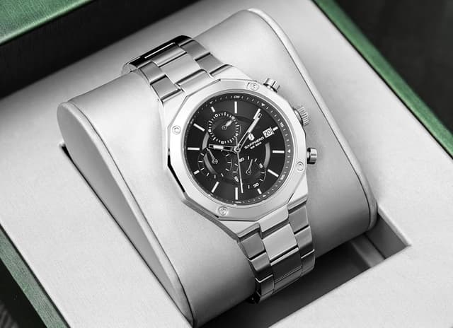 Detalle 2 de BENYAR orologio da uomo analogico al quarzo in acciaio, cinturino Timing, impermeabile e luminoso