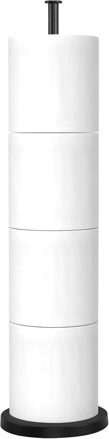 Detalle de Porte papier toilette sur pied noir avec réserve (jusqu’à 4 rouleaux) – support antirouille sans perçage